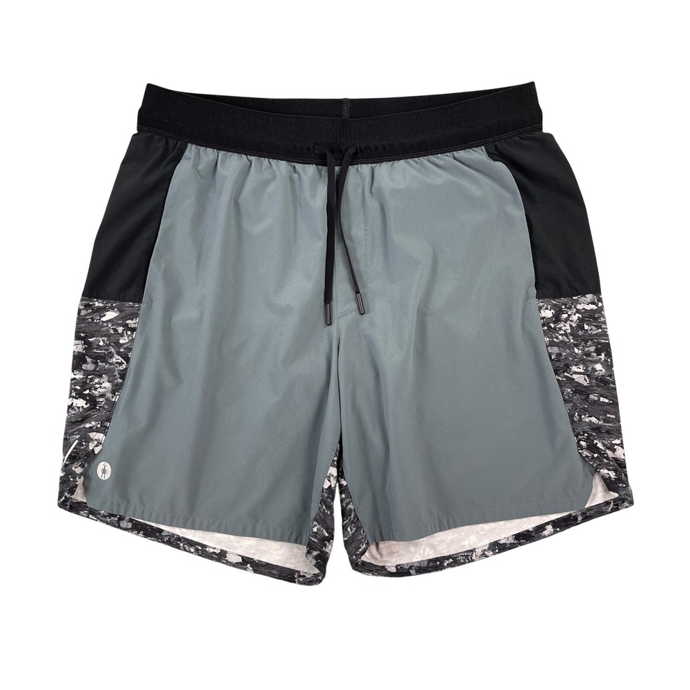 Smartwool Active Lined 7" Shorts Mens Large Grey Black Camo SW002395